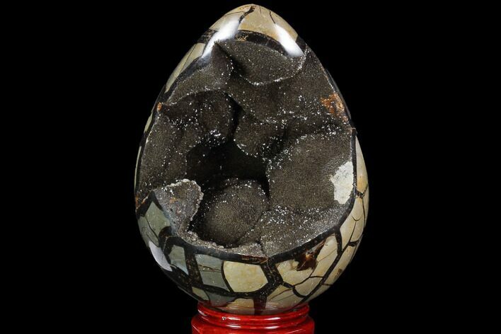 Septarian Dragon Egg Geode - Black Crystals #98850